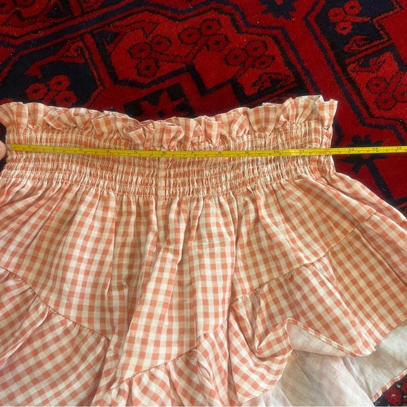 Caroline Constas Ruffle linen Gingham shorts size extra small - Picture 7 of 9